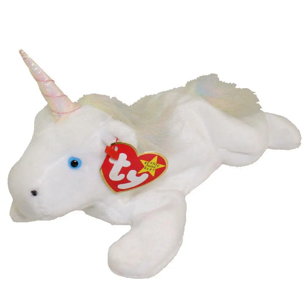 TY Beanie Baby - MYSTIC the Unicorn (irredescent horn & furry mane) (8 inch) (1994) MWMTs