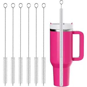 Straw Cleaner Brush Long 10 Inch, Straw Cleaner of Bristles Diameter 10 mm,  Stainless Steel Nylon Straw brush can be  to Clean  Mug, Sippy Cups,  Bottles,Coffee Machine (6 PCS)