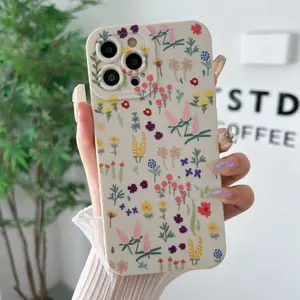 Flower Pattern Design Phone Case with Camera Lens Protector, 1 Count Decorative Phone Protector Cover Compatible with iPhone, Anti-fall Phone Cases, Phone Protective Cover