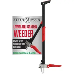 papa's tools Heavy-Duty Stand-up Weeding Puller Tool - Garden Weed Remover Tool with 3-Claw Stainless Steel, Enjoy Yard Gardening with Effortless Uprooting Weeder with 39" Long Ergonomic Handle