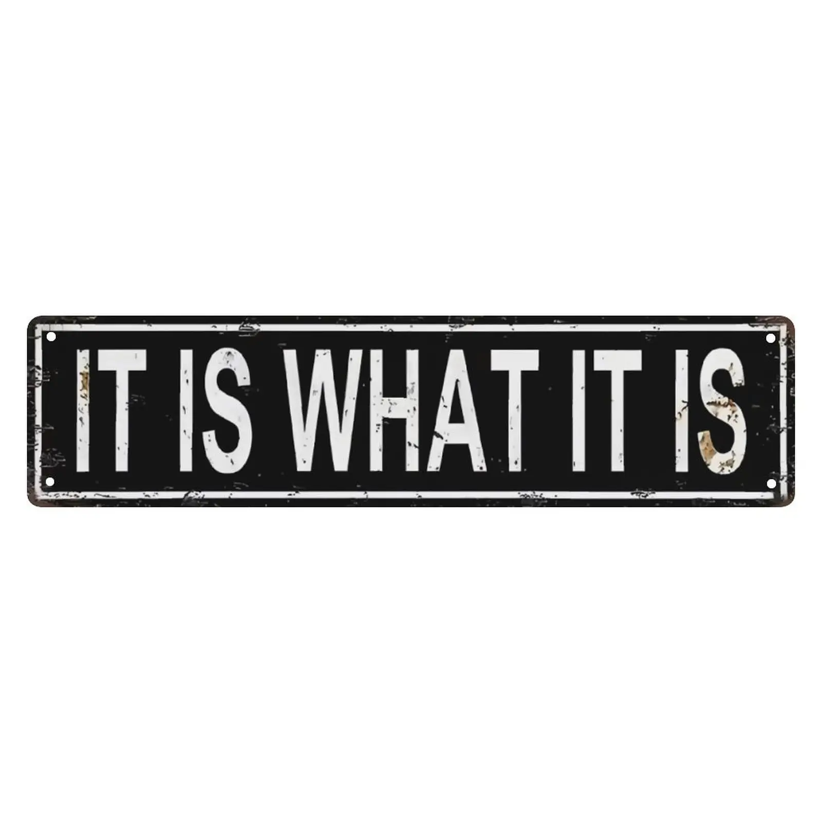 "It Is What It Is" Decorative Aluminium Metal Wall Plaque - 4x16 in Retro Vintage Art Sign, Motivational Quote Accent for Home Office Decor, Inspirational
