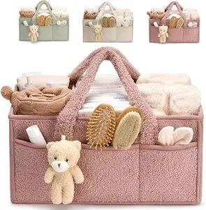 Baby Diaper Caddy Organizer with Handle – Portable Baby Storage Bin for Wipes, Newborn Essentials, Car Use, Boy & Girl Shower Gift Basket Registry Must-Have