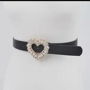 Rhinestone Heart Buckle Belt