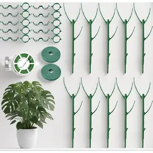 10-Pack Stackable Plant Support Stakes with Clips & Ties - Adjustable Climbing Poles for Monstera, Pothos, Philodendron, and Other Indoor Vines