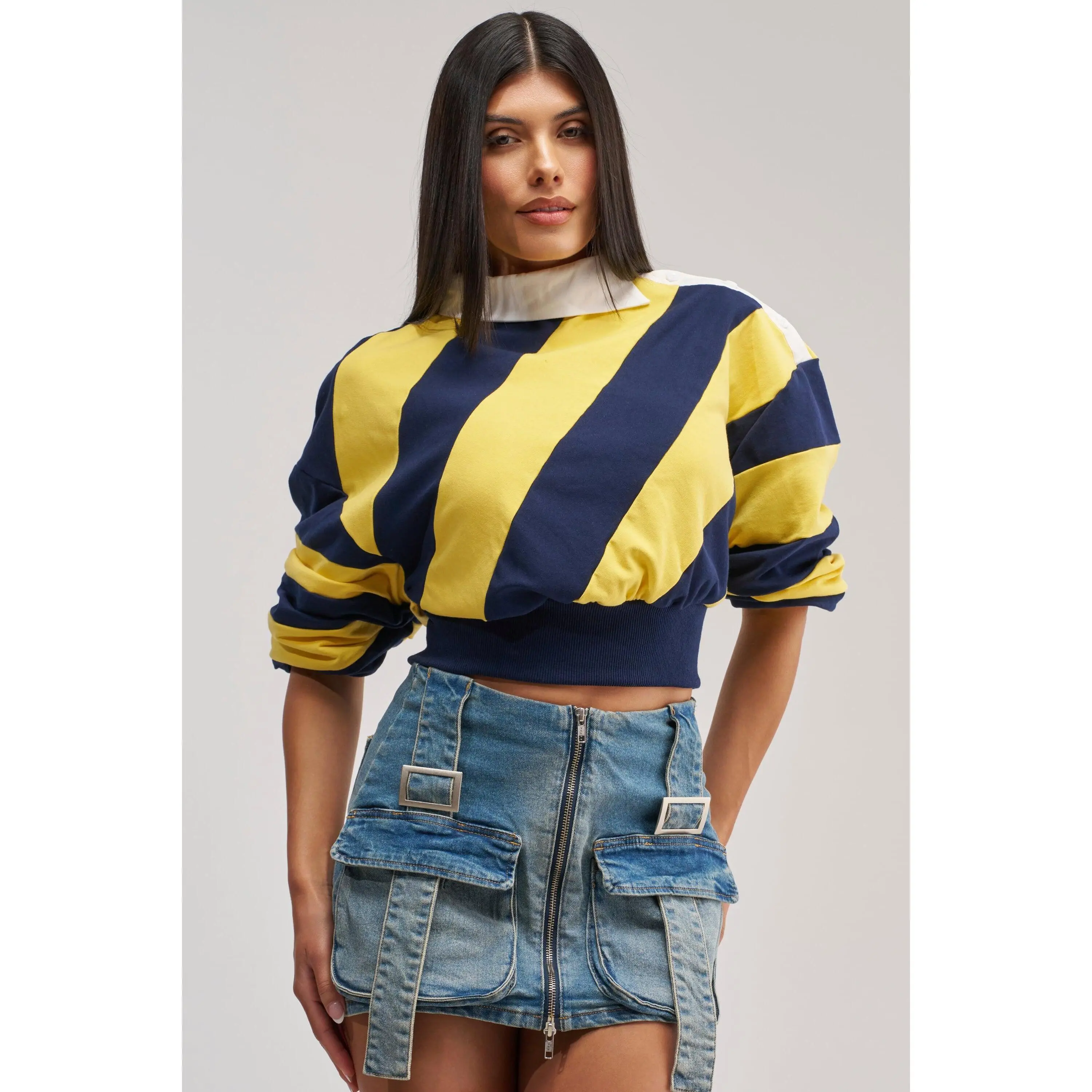 JULIANA STRIPE SWEATSHIRT IN YELLOW