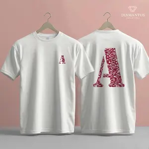 Unisex printed T-shirt with lettering Do Nome Kiss Beijinho, lipstick design for a boyfriend—personalized gift (A–Z).