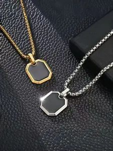 Titanium Steel Square Pendant Unisex Necklace, Sweater Chain Accessory, Unique High-End Style, Versatile Fashion Jewelry, Minimalist Necklaces, Exquisite Jewelry Gift