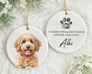 Custom Pet Memorial Ornament - Personalized Dog Portrait Keepsake for Dog Remembrance & Loss of Dog - Memorial Ornament for Dog Lovers