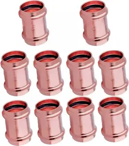 (10Pcs)  1/2 Copper Press Coupling Fittings w/Stop,Propress  Copper Fitting,ProPress Press Fitting Connection NSF,cUPC certified,Residential,Commercial