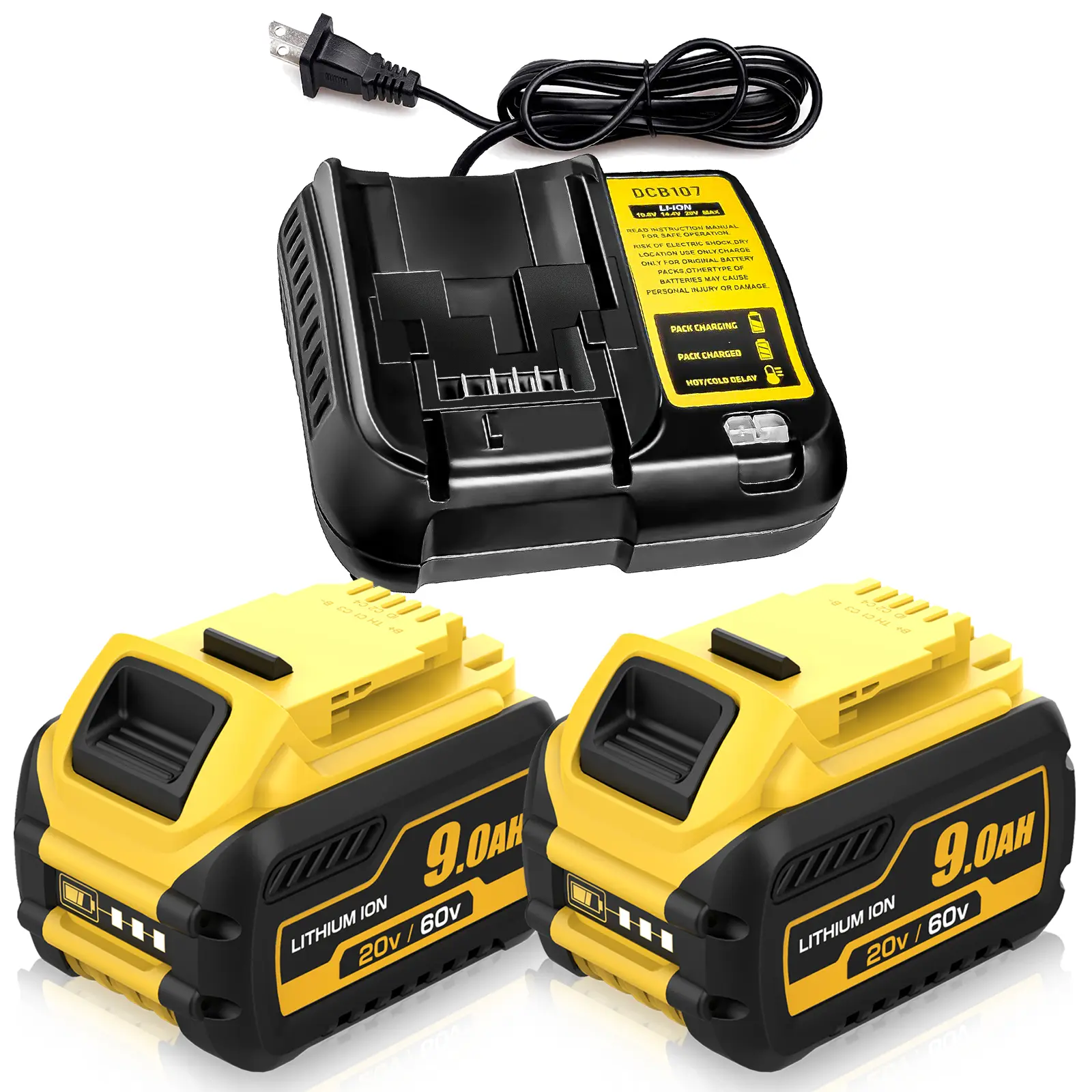 9.0 Ah Lithium-Ion Replacement Battery for Dewalt 20V/60V Flexvolt, Compatible with DCB609 DCB606 Series Power Tools, Energy-Efficient, Durable