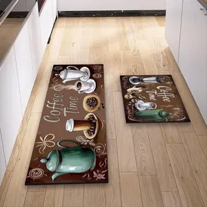 Coffee Pattern Kitchen Mat, 1 Count Non-slip Kitchen Rug, Rectangle Home Decor Floor Mat, Washable Kitchen Carpet for Home Kitchen Dining Room