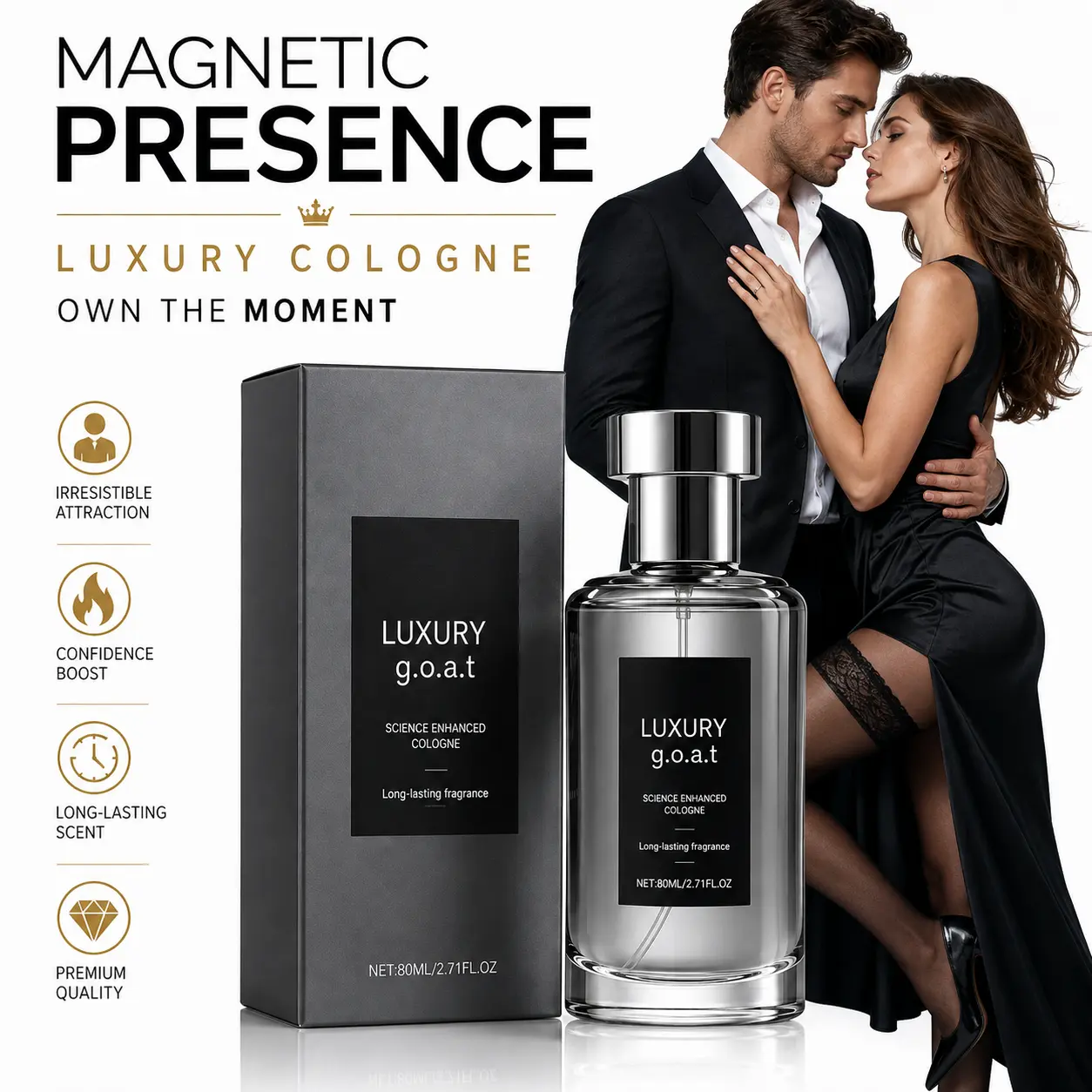 Pheromone Cologne for Men Eau de Parfum 80ml Long Lasting 12H Woody Spicy Scent Bergamot Black Pepper Grapefruit Cedarwood Lavender Musk Sandalwood Tonka Date Night Office Daily Wear Masculine Cologne Halloween Christmas Valentine Gift for Him