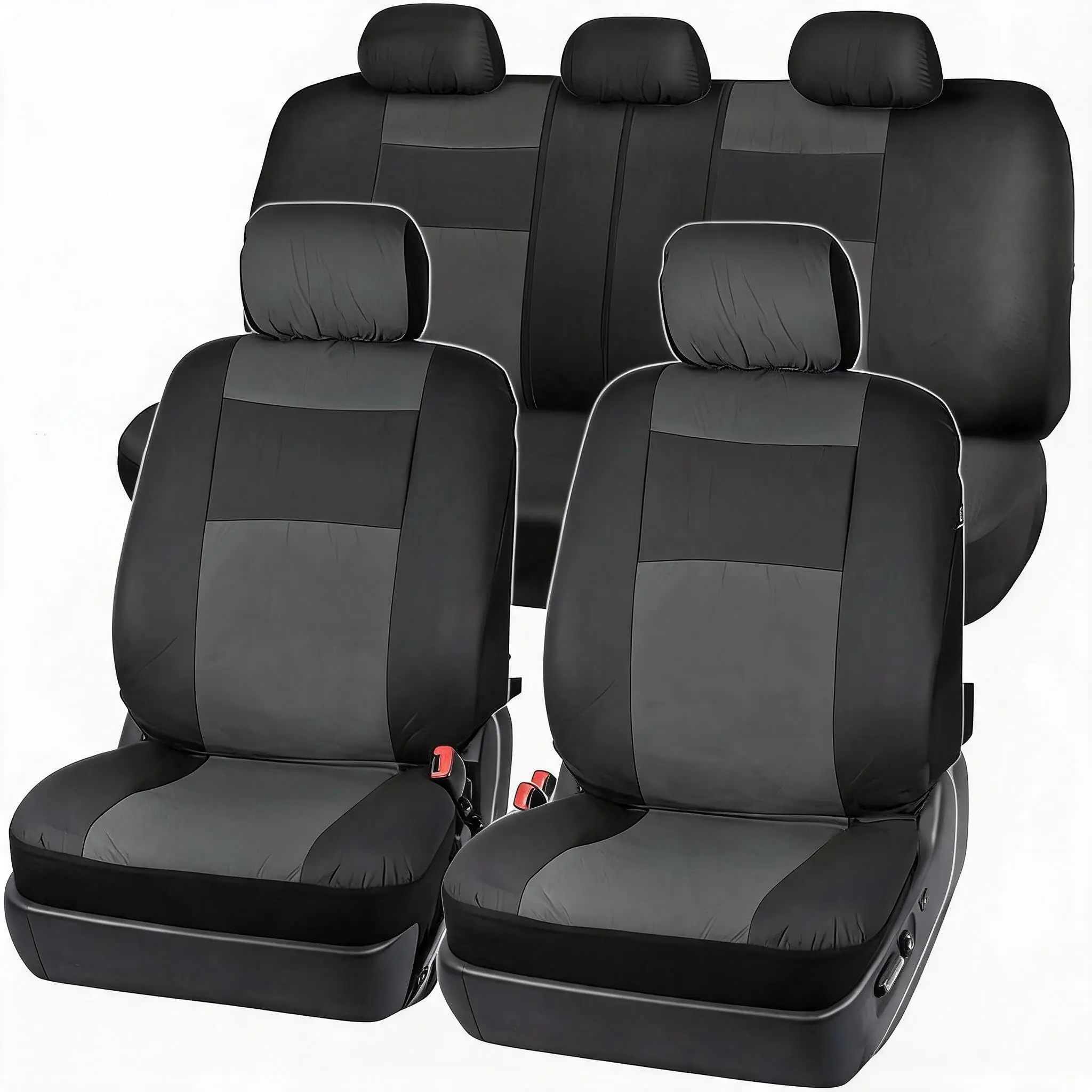 9-Piece PU Leather Car Seat Cover Set for 5-Seat Cars - Universal Fit, Front Seat Covers, Rear Seat Cover, Individual Bagged Packaging, Ships with Extra Courier Bag