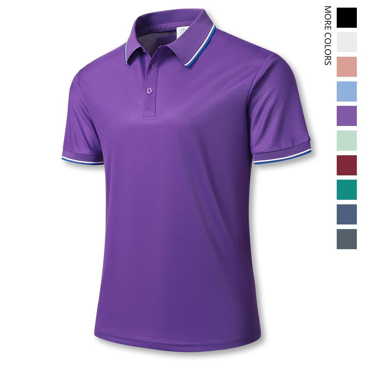 Men's Solid Color Short Sleeve Golf T-Shirt Set, Suitable for Business and Outdoor Sports