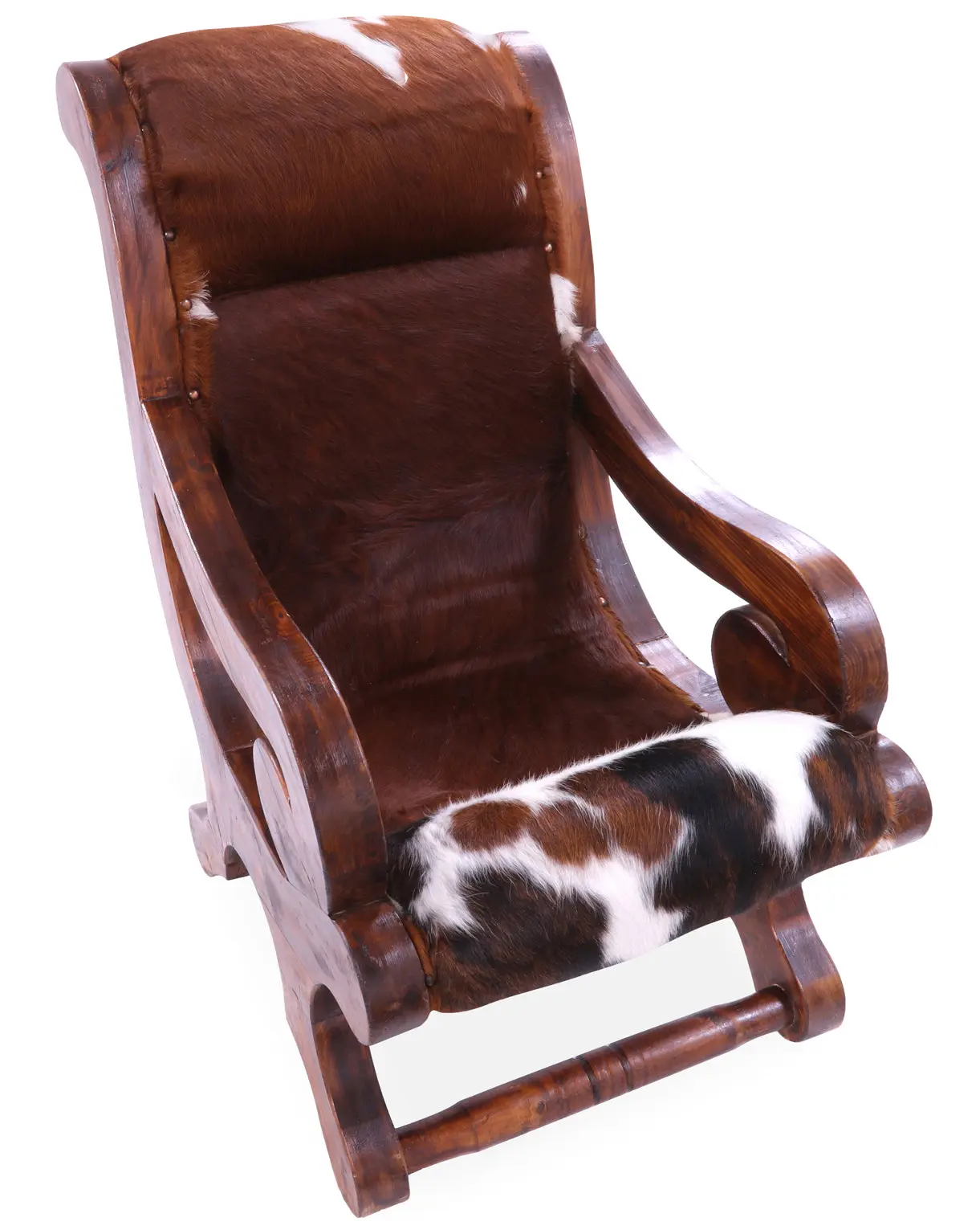 Reclaimed Wood Hair-On Cowhide Handcrafted Chair - C203-FC