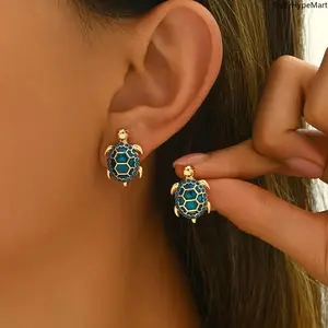 Rhinestone Turtle Stud Earrings - Trendy Jewelry, Bohemian Chic Unisex Fashion Accessory, Playful Stylish Gift for Festival Lovers, Anniversary, Party