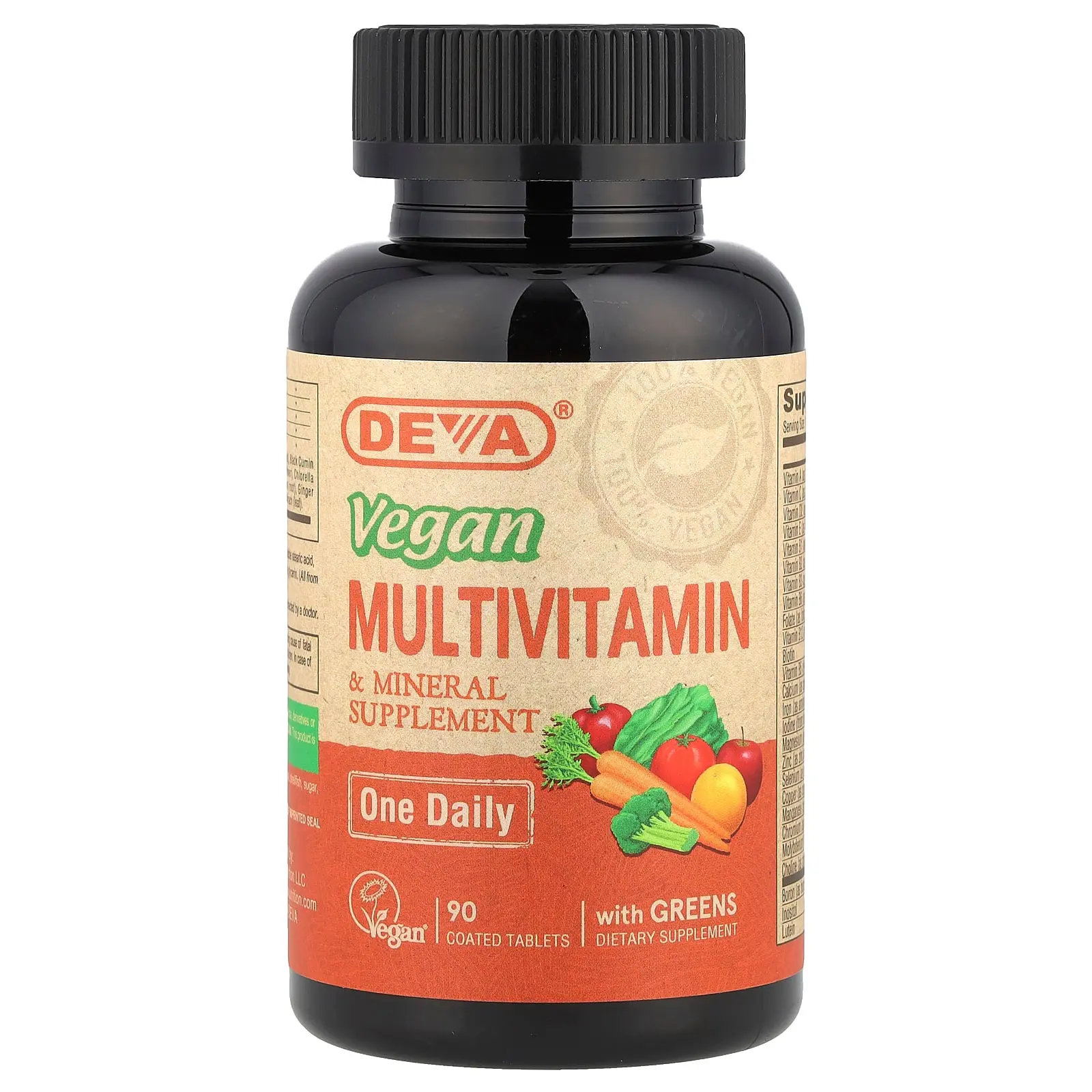 Deva Vegan Multivitamin & Mineral Supplement, One Daily, 90 Coated Tablets
