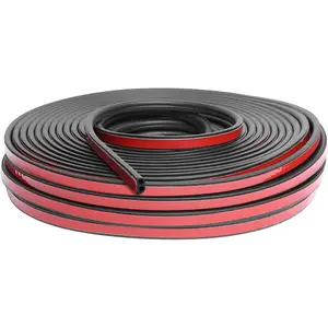 Door Seal Strip, 98.4  Long Self Adhesive Auto Rubber Door Weather Stripping Draft Seal Strip with Double Hole, auto Weather Stripping Edge Protector for  Window, Door and Engine Cover