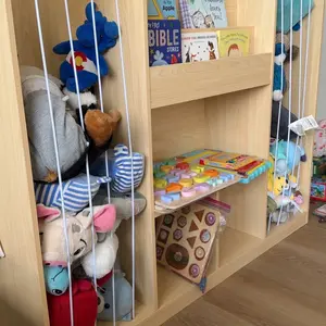 ONBRILL Two Wooden Stuffed Animal Storage, Toddler Toy Storage Organizer with 4-Tier Kids Bookshelf and 3 Open Cube Shlef, Multifunctional Bookcase for Kids Rooms Playroom Nursery
