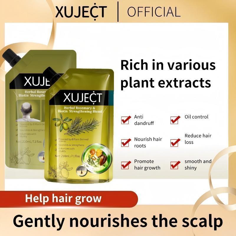 XUJECT Herbal Rosemary & Biotin Hair Strengthening Shampoo 210ml Nourishes Thickens Hair 8 Plant-Derived Actives Sulfate-Free Daily Care Buy 1 Get 1 Free Nourishing Haircare Cleanser