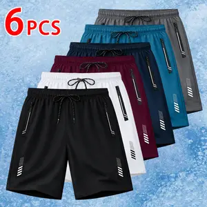 Men’s 6-pack shorts: casual printed boyfriend style, athletic fitness shorts, basketball shorts; lightweight sweat shorts with a drawstring waist and stretchy fit; suitable for basketball, quick-drying prints with lightning patterns.