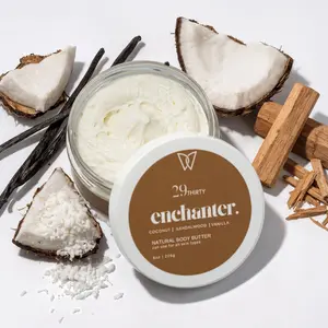 Enchanter Body Butter - Natural Coconut Sandalwood Vanilla Formula for All Skin Types 8oz 226g