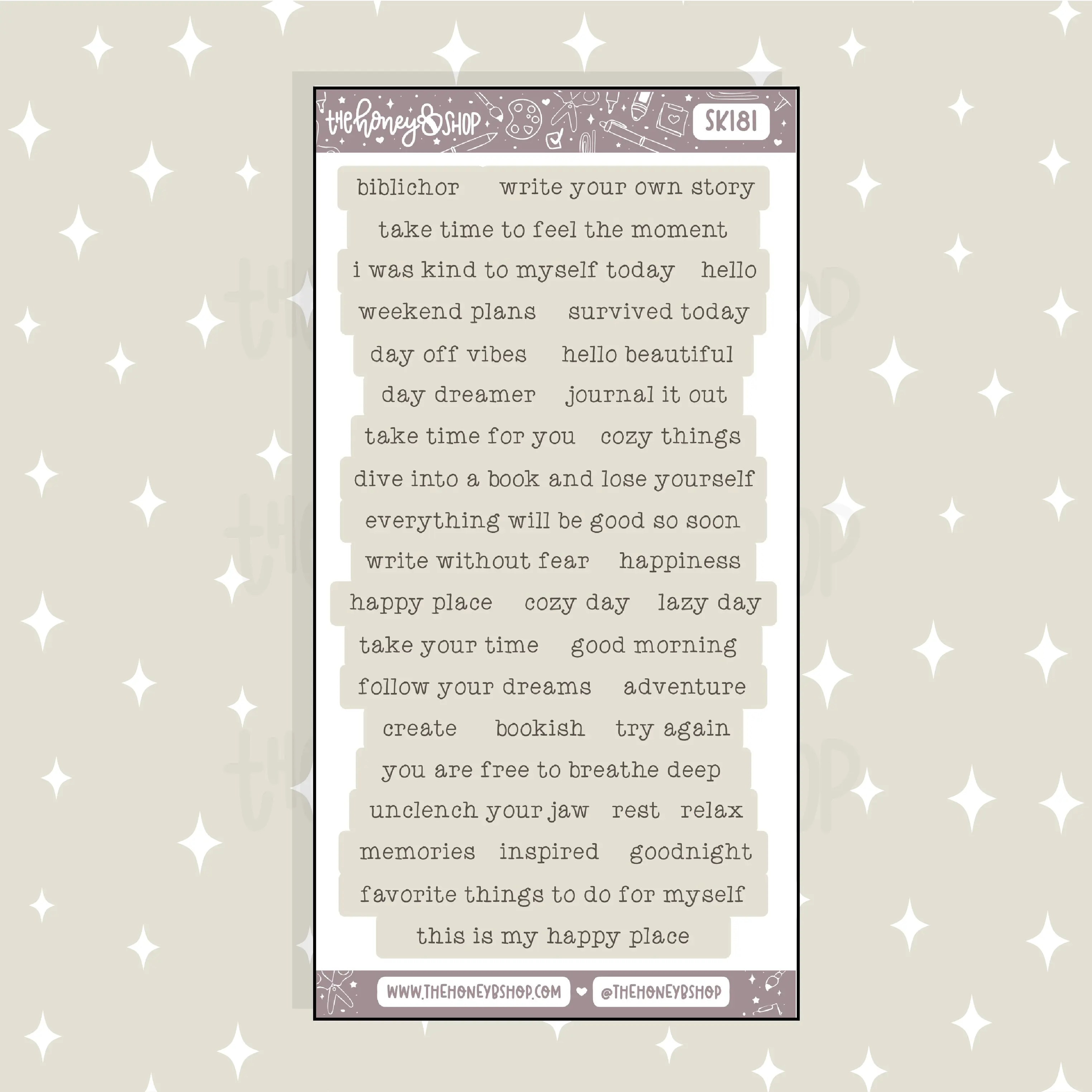 Dark Academia Journaling Lettering Quote Strips Doodle Sticker | A La Carte