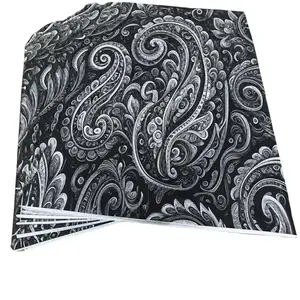 The White Sofa Sleek Pocket Journal - Minimalist EDC Notebook - 48 Grid Lined Pages 5x8 - Black & White Paisley Design - Lightweight Portable Notepad