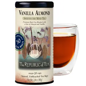 The Republic of Tea - Vanilla Almond Black Tea Tin, 50 Tea Bags, Naturally Caffeinated