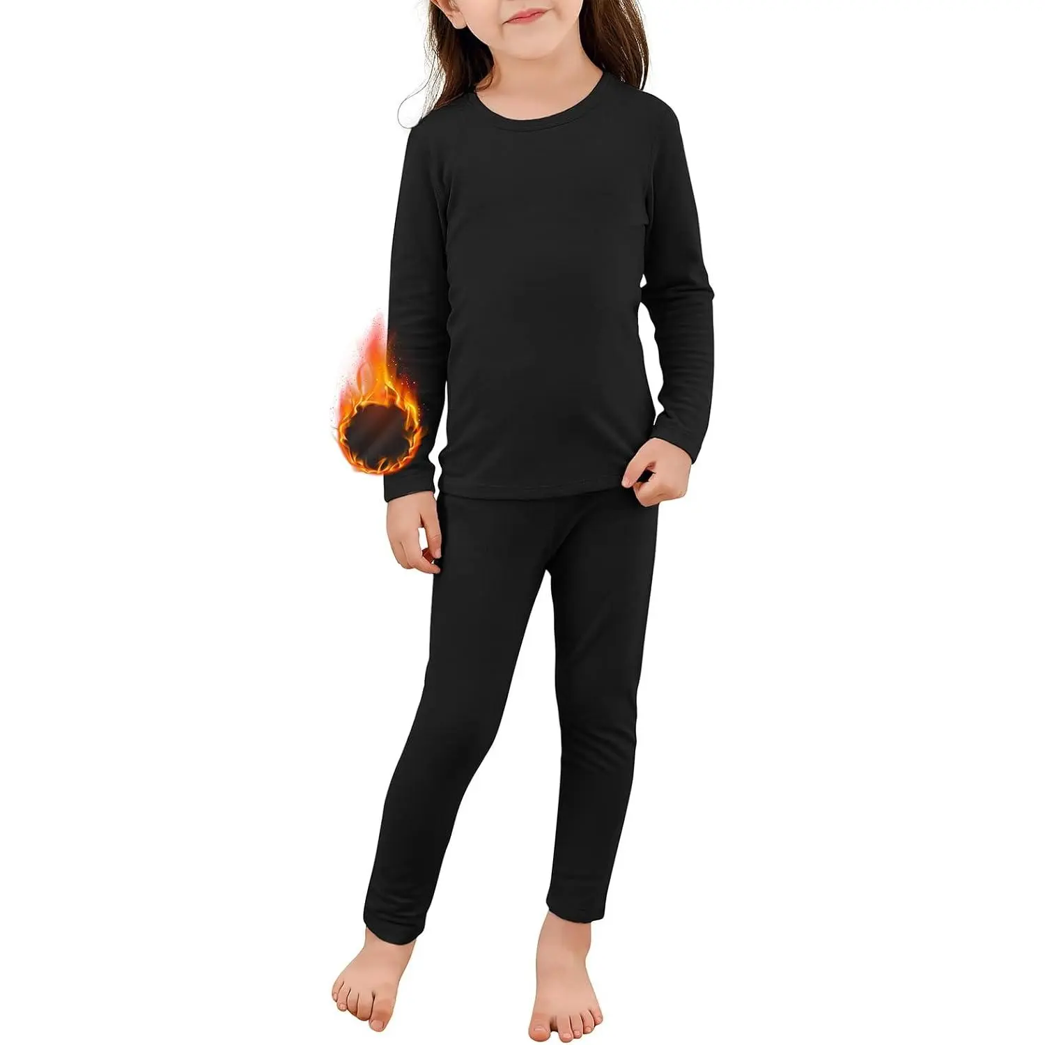 Kids Thermal Underwear Set, Soft Breathable Solid Color Long Johns, 2-Piece Moisture-Wicking Winter Base Layer for Boys & Girls, Soft Breathable Underwear, Solid Color Underwear