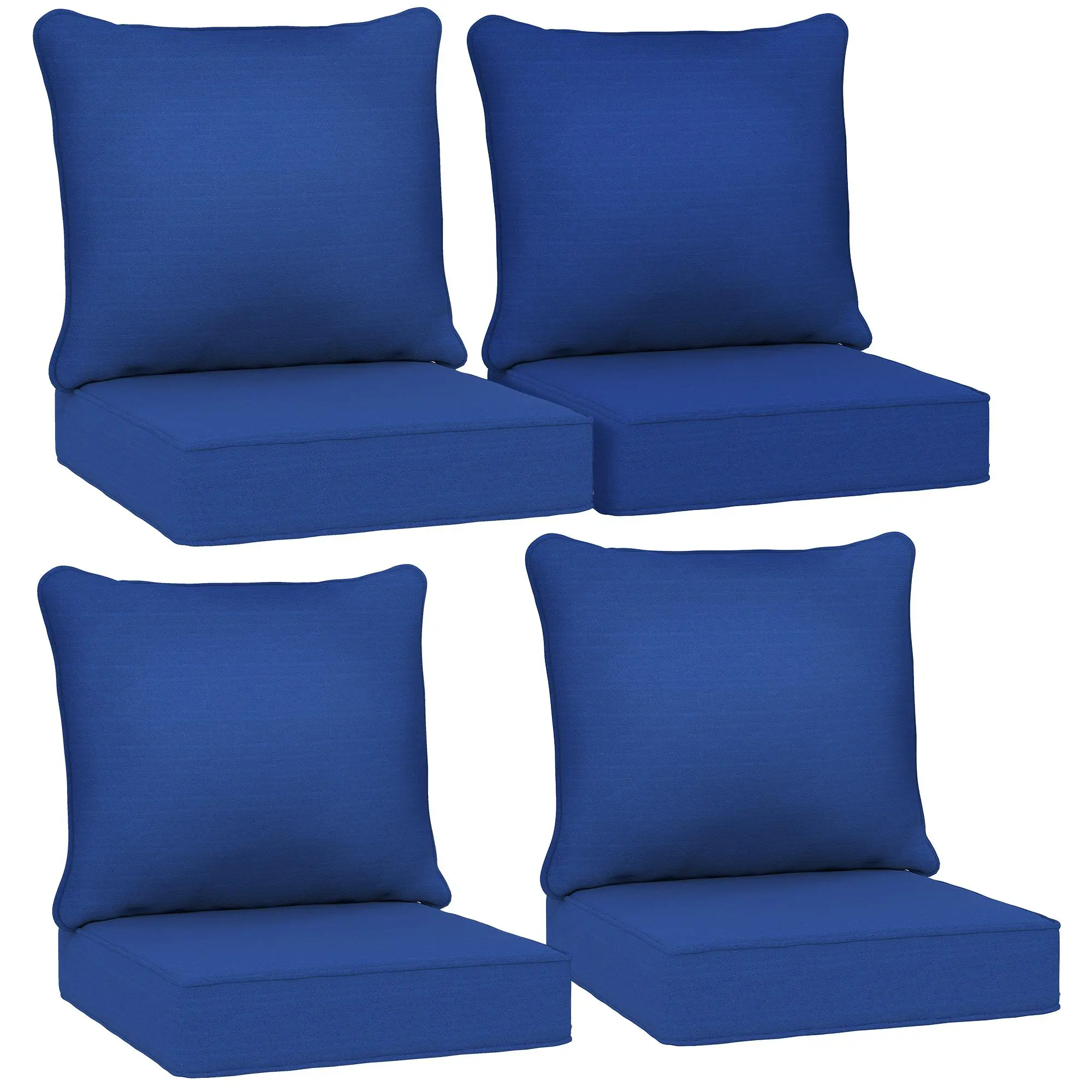 Outsunny 24x24 In Thick Weather Resistant Indoor Outdoor Large Deep Seat Cushions Set of 4, Fade-Resistant, for Patio Chairs & Sofas, Gray, Weather Resistant Cushions, Indoor Outdoor Cushions