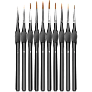 10Pcs Micro Paint Brushes Set with Triangular Handles - For Acrylic, Watercolor, Crafts, Models