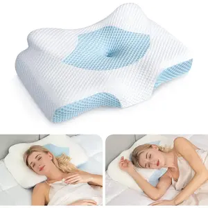 Osteo Cervical Pillow for Neck Pain Relief, Hollow Design Odorless Memory Foam Pillows with Cooling Case, Adjustable Orthopedic Bed Pillow for Sleeping, Support for Side Back Sleepers Osteo