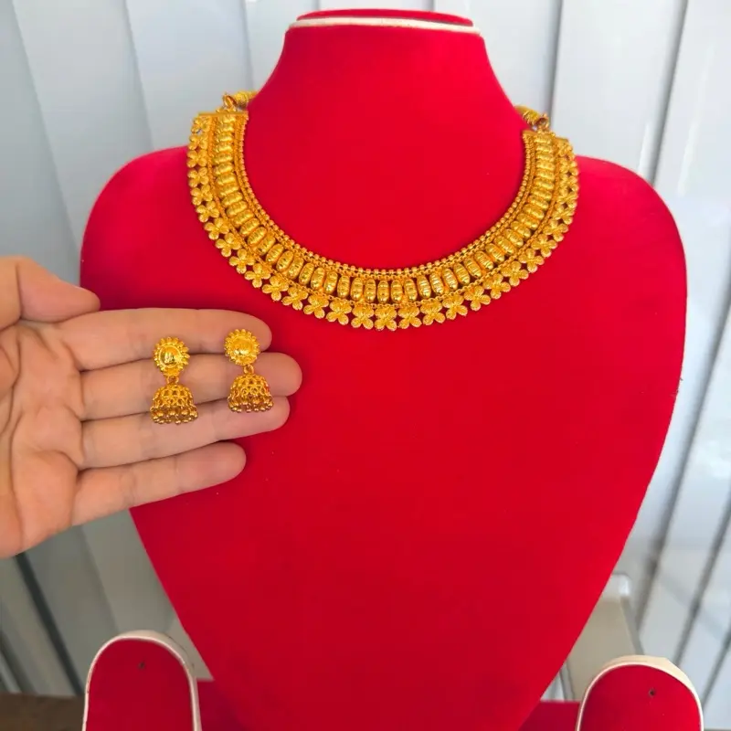 Gold plated Choker/Necklace with earrings
