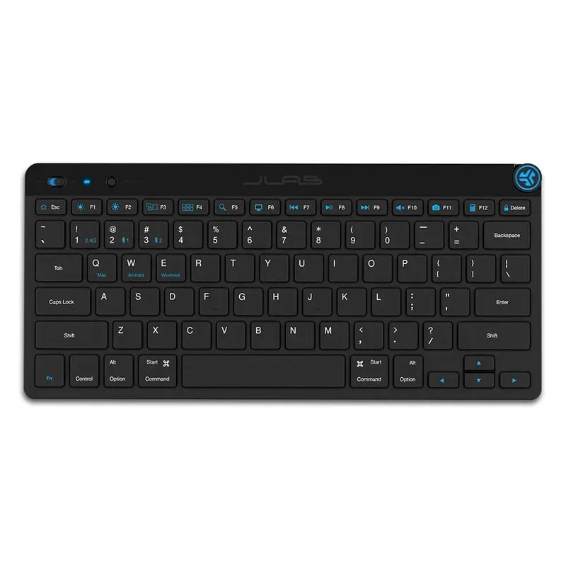 JLab Go Wireless Keyboard, Connect Via Bluetooth or USB Wireless Dongle, Multi-Device Ultra-Compact for a Minimalist or Portable Set-Up