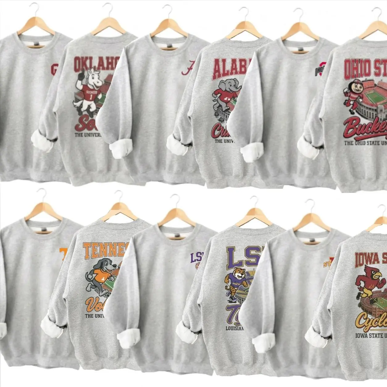 Vintage College Football Graphic Sweatshirt 2 side , for Men and Woen, MADE IN USA