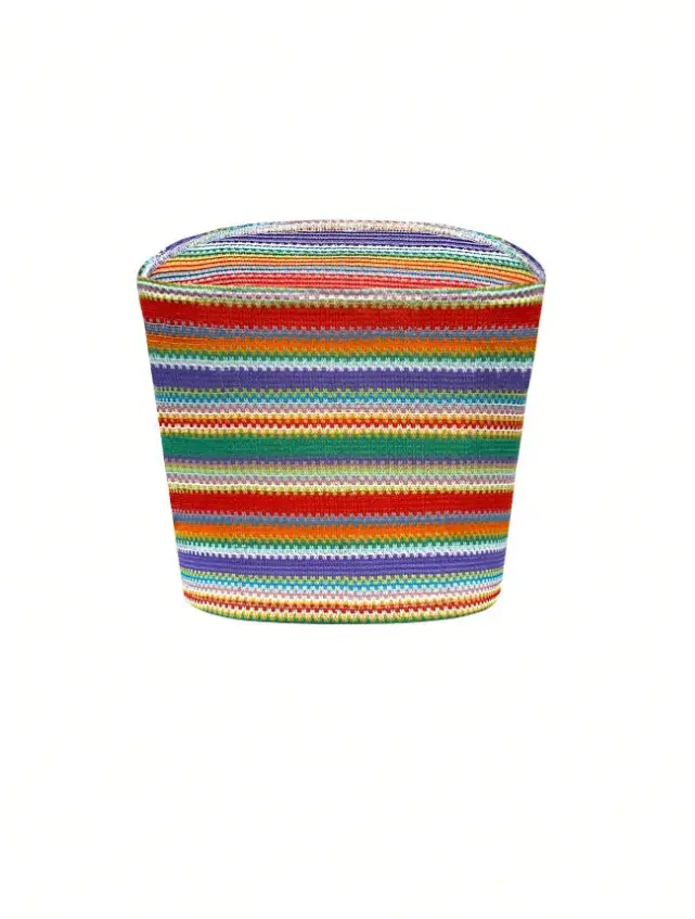 Women's Rainbow Stripe Pattern Tube Top, Casual Strapless Top for Daily Wear, Ladies Clothes for Summer