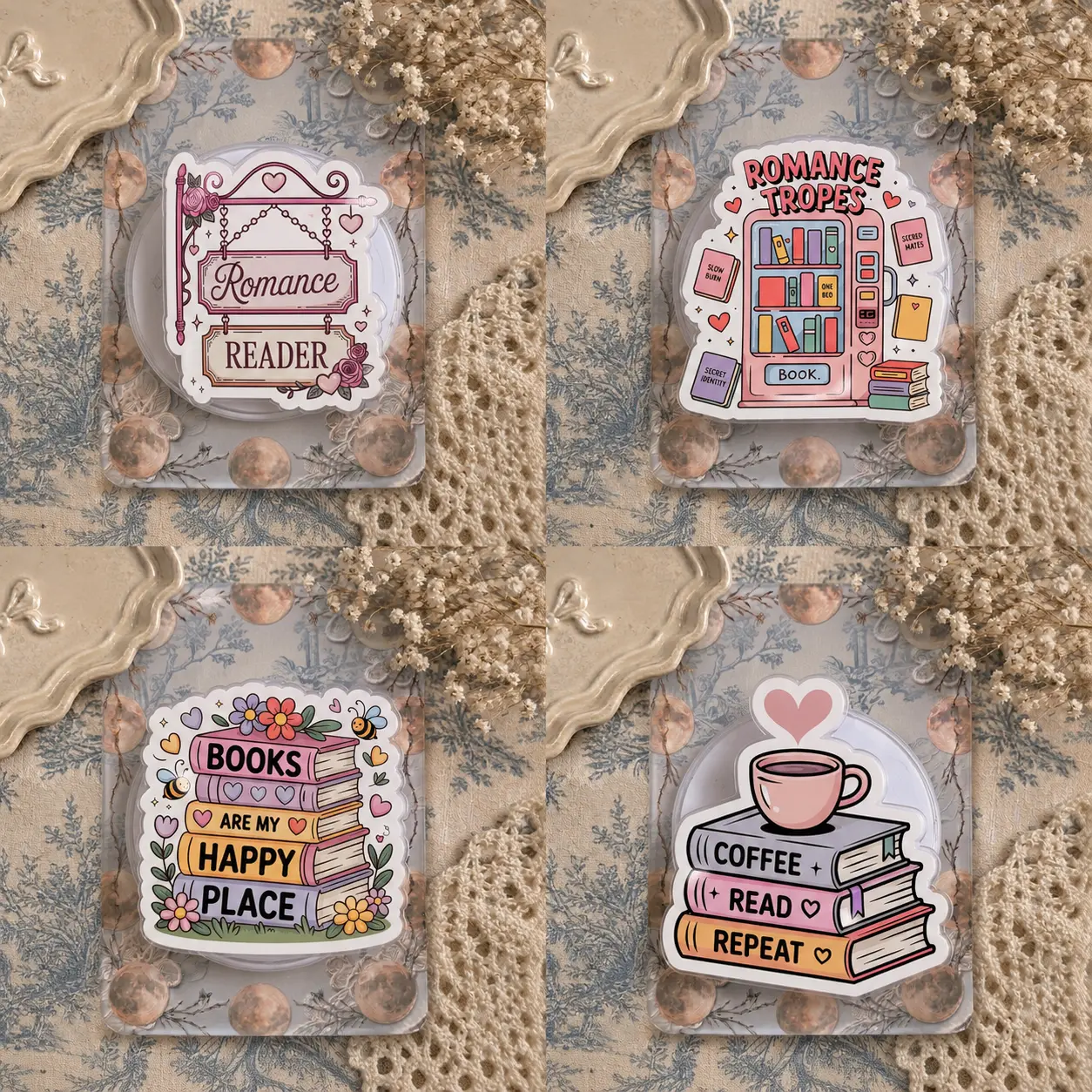 Alternative Style Bookish Quotes and Reader Vibe Acrylic Phone Grip - Aesthetic Book Lover Griptok