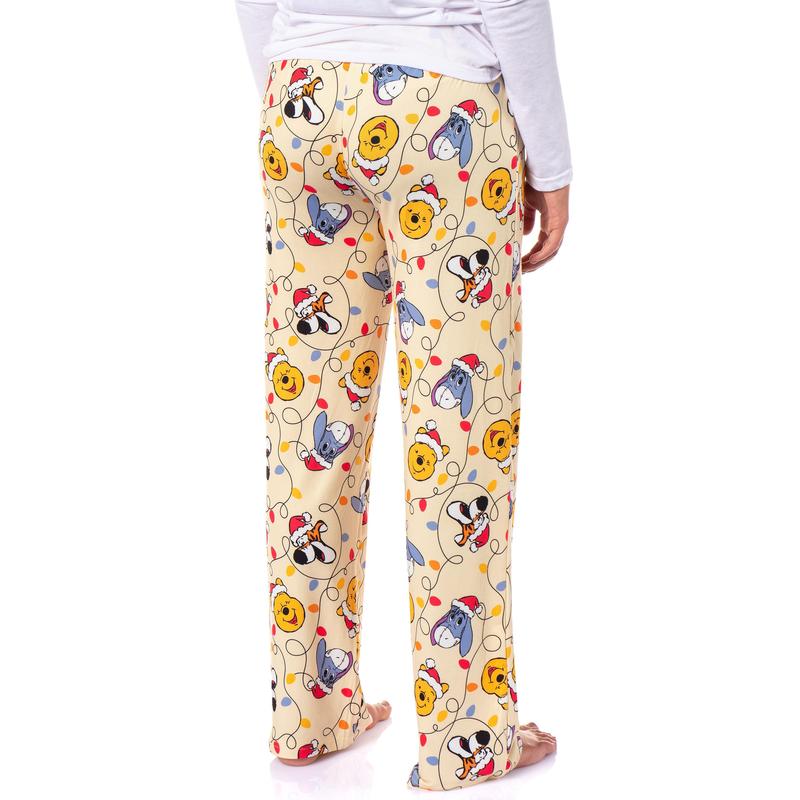 Disney Winnie The Pooh Women's Holiday Lights Character Design AOP Adult Lounge Sleep Pajama Pants