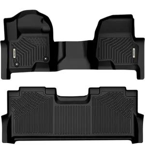 YITAMOTOR Floor Mats Fits for 2017-2024 Ford F-250/F-350 Super Duty Crew Cab with 1st Row Bench Seat, with Factory Storage Box, Custom Fit Black TPE All-Weather Protection Floor Liners Truck Protector