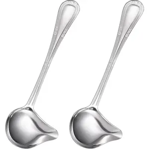 2 count Small Ladle Gravy Ladle Drizzle Spoon 1 Ounce Stainless Steel Saucier Sauce Soup Spoon for Spooning Gravies and Sauces