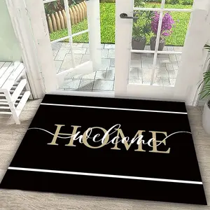 Gold Black Welcome Script Door Mat Soft Washable for Entryway Kitchen Bedroom Living Room Decor