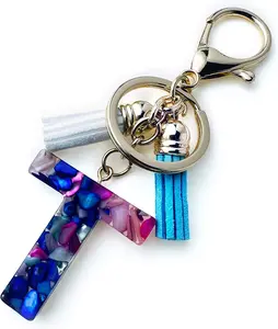 Fario Alphabet Initial Letter A-Z Keychains for Women Tassel Pendant Key Ring for Purse Handbags Women Girl