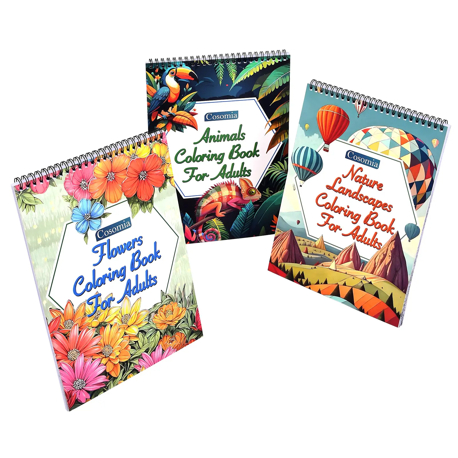 Cosomia Children's/Adult   Set, 3 Adult/Children Relaxing Fun  , 60 Pages Including Flowers, Landscapes, Animals, Fun Stress-Relief Activity , Relaxation Gift for Girls coloring book moments body human travel student Number By Color t libros para colorear
