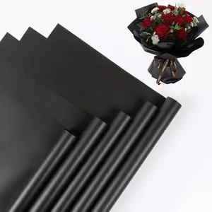 [New Deal] 20 Sheet Flower Wrapping Paper - Waterproof Floral Bouquet Wrapping Paper, Florist Supplies Packaging Paper for Wedding Birthday Gift DIY (Black)