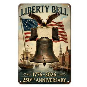 8x12 Inch Commemorative Metal Sign 250 Years of Freedom Patriotic American Independence Art Ideal for Home Bar Cafe Garage Decoration