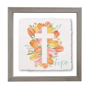 Sincere Surroundings 10" Hope Tulip Cross Floating Frame Art