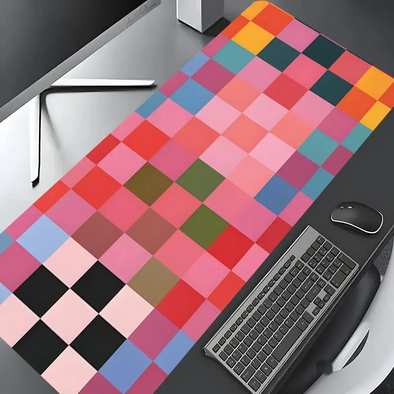 Colorful Checkerboard Pattern Mouse Pad, Rectangle Gaming Mouse Pad, Non-slip Mousepad, Office Desk Keyboard Mouse Mat, Computer Desk Mat, Desk Accessories for Home Office Game Room Desk
