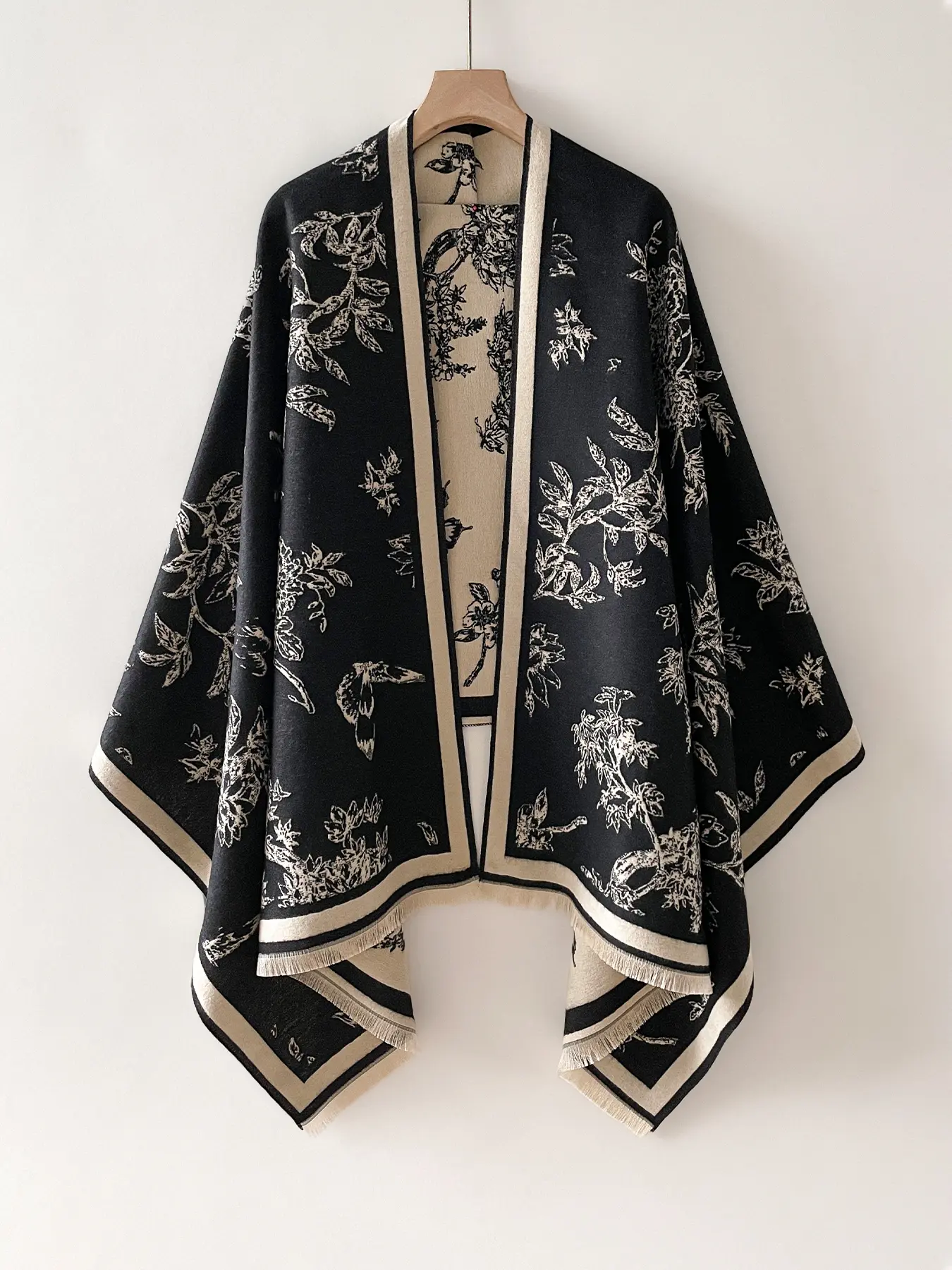 Elegant Floral Pattern Jacquard Imitation Cashmere Warm Scarf, Fashionable Multifunctional Shawl Blanket for Women, Floral Print Shawl, Perfect for Fall & Winter Decor