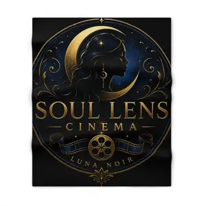 Soul Lens Cinema Throw Blanket — Luna Noir Vintage Film Logo
